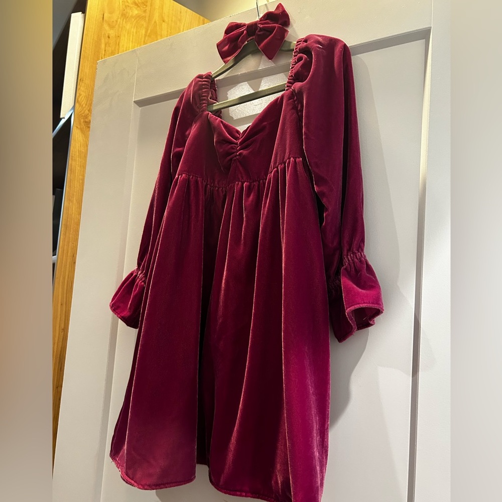 Beautiful Janie and Jack Velvet Magenta Dress - Perfect for the Holidays!